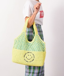 SMILEY/柄編コンビペーパー刺繍カゴバッグ