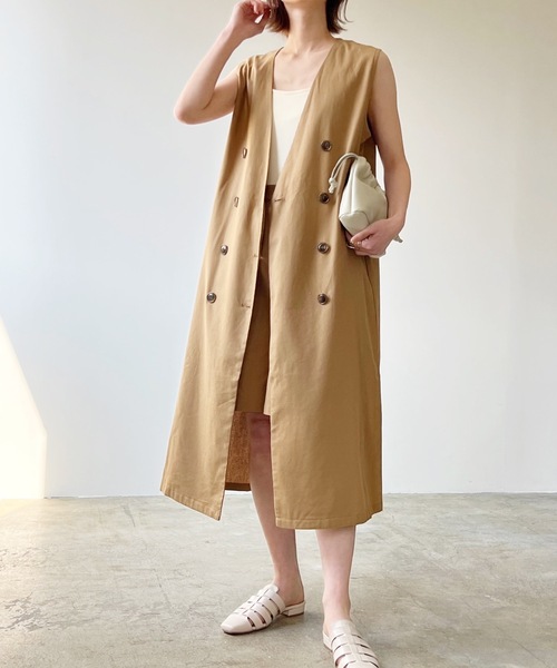 LIAN（リアン）の「リネンブレンドノーカラーロングジレ（ベスト