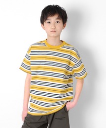 GLAZOS | 天竺・ドロップショルダーマルチボーダー半袖Ｔシャツ(Tシャツ/カットソー)