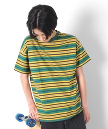 GLAZOS | 天竺・ドロップショルダーマルチボーダー半袖Ｔシャツ(Tシャツ/カットソー)