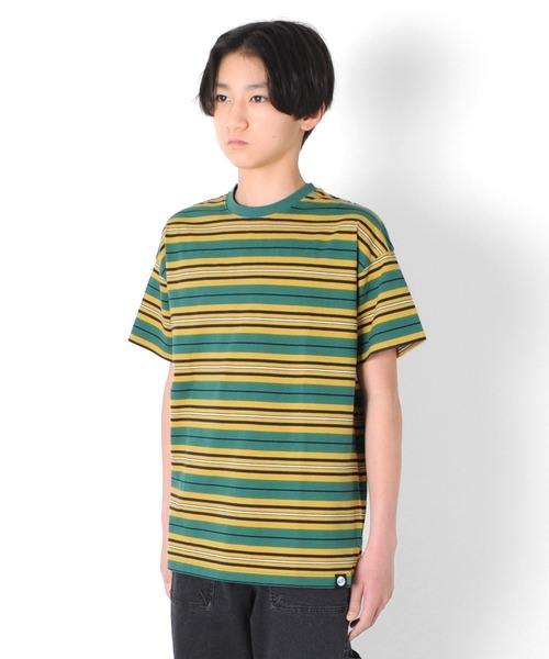 GLAZOS（グラソス）の「天竺・ドロップショルダーマルチボーダー半袖Ｔシャツ（Tシャツ/カットソー・キッズ・イエロー/グリーン/キナリ・130cm/140cm/150cm/160cm/170cm）」の12枚目の写真