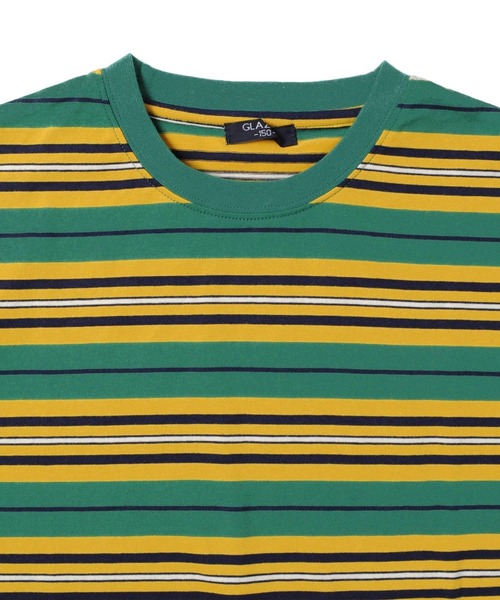 GLAZOS（グラソス）の「天竺・ドロップショルダーマルチボーダー半袖Ｔシャツ（Tシャツ/カットソー・キッズ・イエロー/グリーン/キナリ・130cm/140cm/150cm/160cm/170cm）」の14枚目の写真