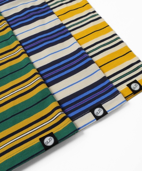 GLAZOS（グラソス）の「天竺・ドロップショルダーマルチボーダー半袖Ｔシャツ（Tシャツ/カットソー・キッズ・イエロー/グリーン/キナリ・130cm/140cm/150cm/160cm/170cm）」の7枚目の写真