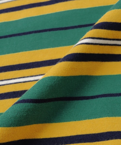 GLAZOS（グラソス）の「天竺・ドロップショルダーマルチボーダー半袖Ｔシャツ（Tシャツ/カットソー・キッズ・イエロー/グリーン/キナリ・130cm/140cm/150cm/160cm/170cm）」の6枚目の写真
