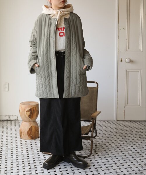 RAY CASSIN（レイカズン）の「エコファーベスト×ノーカラー縦キルトブルゾンSET（ブルゾン・レディース・ブラック/カーキ/キナリ・FREE）」の15枚目の写真