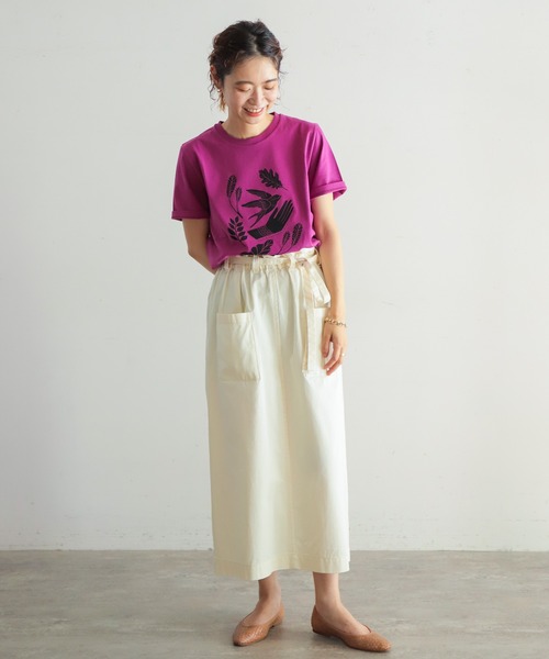 NOMBRE IMPAIR(ノンブルアンペール)の「版画風PT 半袖TEE(Tシャツ/カットソー・レディース・ホワイト/カーキ/ボルドー・FREE)」の15枚目の写真