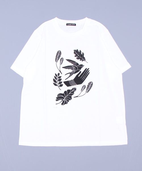 NOMBRE IMPAIR(ノンブルアンペール)の「版画風PT 半袖TEE(Tシャツ/カットソー・レディース・ホワイト/カーキ/ボルドー・FREE)」の5枚目の写真