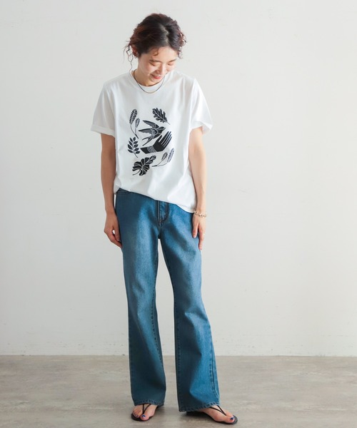 NOMBRE IMPAIR(ノンブルアンペール)の「版画風PT 半袖TEE(Tシャツ/カットソー・レディース・ホワイト/カーキ/ボルドー・FREE)」の12枚目の写真