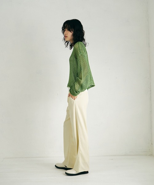 4youstory(フォーユーストーリー)の「【4youstory】メッシュ編みショート丈プルオーバー(Tシャツ/カットソー・レディース・ブラック/ベージュ/グリーン・FREE)」の20枚目の写真