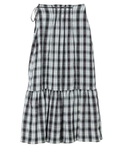 KBF（ケイビーエフ）の「KBF.チェック柄ティアードスカート（スカート・レディース・ブラック/ベージュ・FREE）」の12枚目の写真