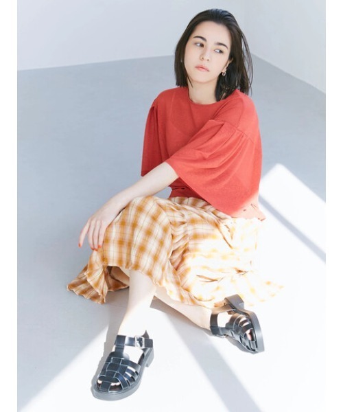 KBF（ケイビーエフ）の「KBF.チェック柄ティアードスカート（スカート・レディース・ブラック/ベージュ・FREE）」の10枚目の写真