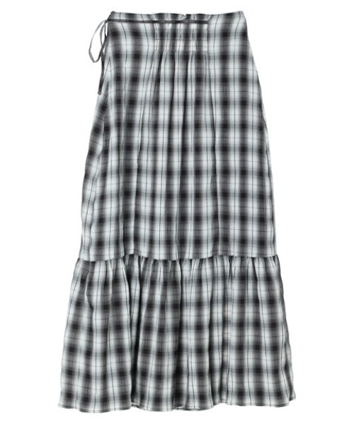 KBF（ケイビーエフ）の「KBF.チェック柄ティアードスカート（スカート・レディース・ブラック/ベージュ・FREE）」の3枚目の写真