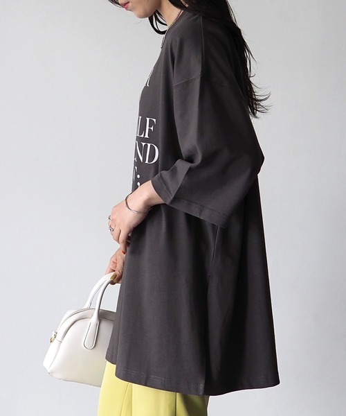 Riberry（リベリー）の「シルケット風天竺ロゴプリントT（Tシャツ/カットソー・レディース・パープル/ホワイト×ブラック/ホワイト×パープル/スミクロ・MEDIUM）」の7枚目の写真