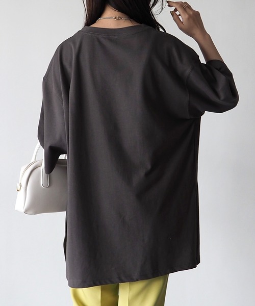 Riberry（リベリー）の「シルケット風天竺ロゴプリントT（Tシャツ/カットソー・レディース・パープル/ホワイト×ブラック/ホワイト×パープル/スミクロ・MEDIUM）」の8枚目の写真