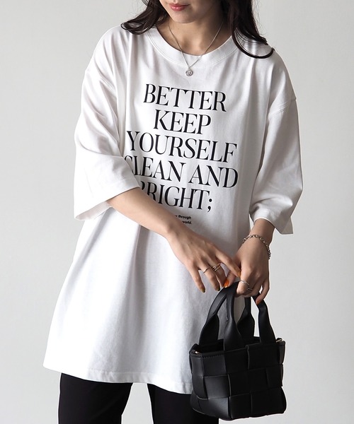 Riberry（リベリー）の「シルケット風天竺ロゴプリントT（Tシャツ/カットソー・レディース・パープル/ホワイト×ブラック/ホワイト×パープル/スミクロ・MEDIUM）」の10枚目の写真