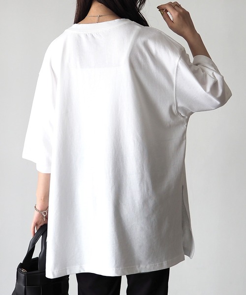 Riberry（リベリー）の「シルケット風天竺ロゴプリントT（Tシャツ/カットソー・レディース・パープル/ホワイト×ブラック/ホワイト×パープル/スミクロ・MEDIUM）」の12枚目の写真