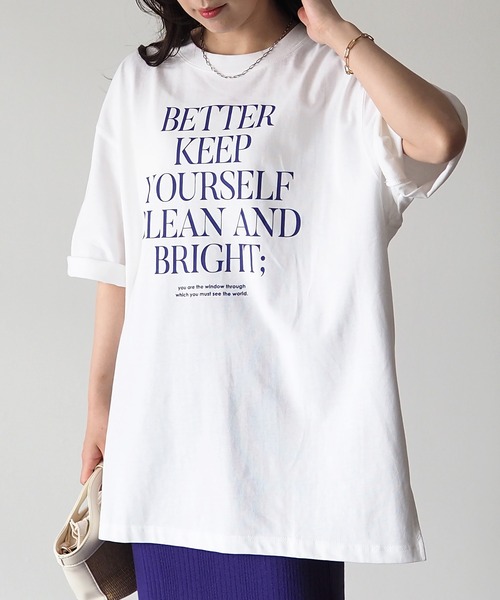 Riberry（リベリー）の「シルケット風天竺ロゴプリントT（Tシャツ/カットソー・レディース・パープル/ホワイト×ブラック/ホワイト×パープル/スミクロ・MEDIUM）」の14枚目の写真