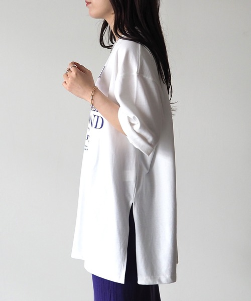 Riberry（リベリー）の「シルケット風天竺ロゴプリントT（Tシャツ/カットソー・レディース・パープル/ホワイト×ブラック/ホワイト×パープル/スミクロ・MEDIUM）」の15枚目の写真