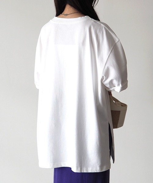 Riberry（リベリー）の「シルケット風天竺ロゴプリントT（Tシャツ/カットソー・レディース・パープル/ホワイト×ブラック/ホワイト×パープル/スミクロ・MEDIUM）」の16枚目の写真