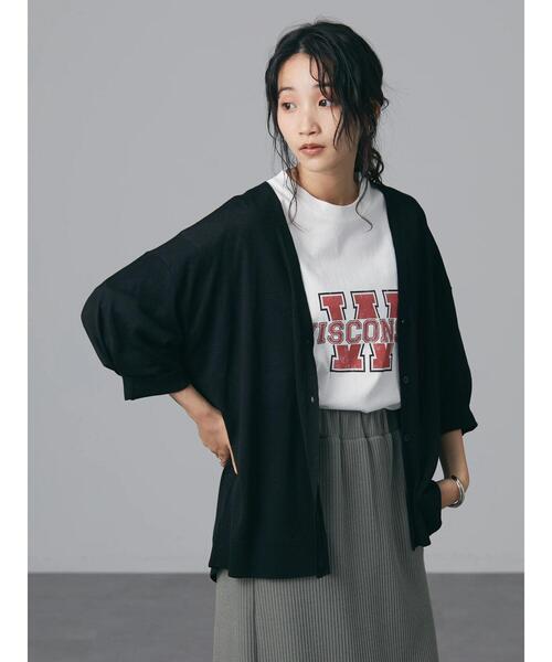 CRAFT STANDARD BOUTIQUE（クラフトスタンダードブティック）の「【手洗い】Vネック6分袖ニットカーディガン　＊（カーディガン/ボレロ・レディース・レッド/アイボリー/ブルーグリーン/ブラック/グレイッシュベージュ/カーキ・FREE）」の8枚目の写真