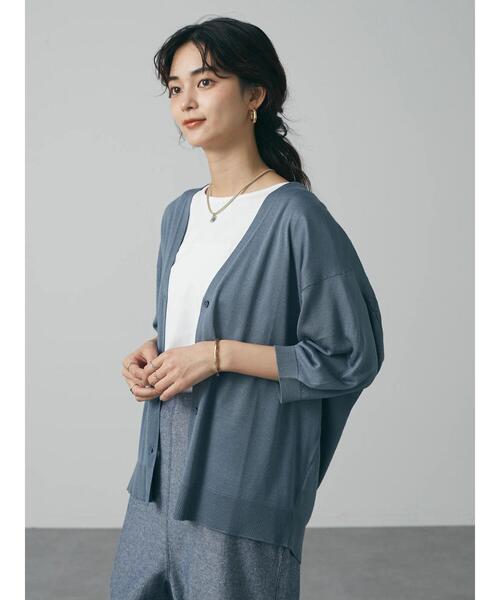 CRAFT STANDARD BOUTIQUE（クラフトスタンダードブティック）の「【手洗い】Vネック6分袖ニットカーディガン　＊（カーディガン/ボレロ・レディース・レッド/アイボリー/ブルーグリーン/ブラック/グレイッシュベージュ/カーキ・FREE）」の12枚目の写真