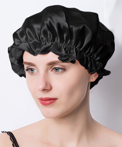 DAY CLOSET（デイ クローゼット）の「レディース 艶めくシルクのヘアナイトキャップ（キャップ・レディース・ベージュ/ブラウン/ライトグレー/ラベンダー/ブラック/ゴールド/ネイビー/サーモンピンク/ピンクベージュ・L/M）」の2枚目の写真