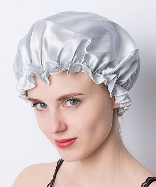 DAY CLOSET（デイ クローゼット）の「レディース 艶めくシルクのヘアナイトキャップ（キャップ・レディース・ベージュ/ブラウン/ライトグレー/ラベンダー/ブラック/ゴールド/ネイビー/サーモンピンク/ピンクベージュ・L/M）」の10枚目の写真