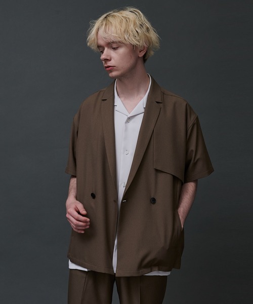 CITY TOKYO（シティトウキョウ）の「Reflax ファンクションダブルジャケット（テーラードジャケット・メンズ・ライトグレー/ブラウン/グレイッシュベージュ・1/2）」の2枚目の写真