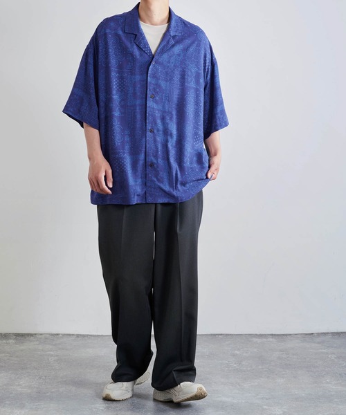 Anchor Smith(アンカー スミス)の「ルーズオープンカラーマルチパターンレーヨンアロハシャツ/柄シャツ(シャツ/ブラウス・メンズ・チャコールグレー/ブラック/グレー/ブルー/ホワイト系2/ホワイト系5/ブラック系3/ブラック系4/ブラック系5/ブラック系6/ブラウン系1/ネイビー系3/ブルー系1・M/L)」の18枚目の写真