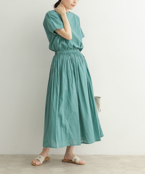 ◆良品◆アーバンリサーチドアーズ【M】　コットンボイルギャザー　半袖ワンピース セール】『WEB/一部店舗限定カラー』コットンボイルギャザー