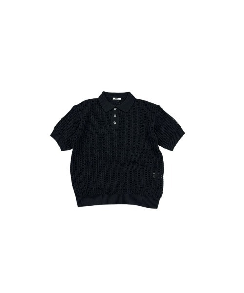 【Chikashitsu +/チカシツプラス】net summer polo/サマーニット ニットポロシャツ 半袖トップス 半袖ポロシャツ