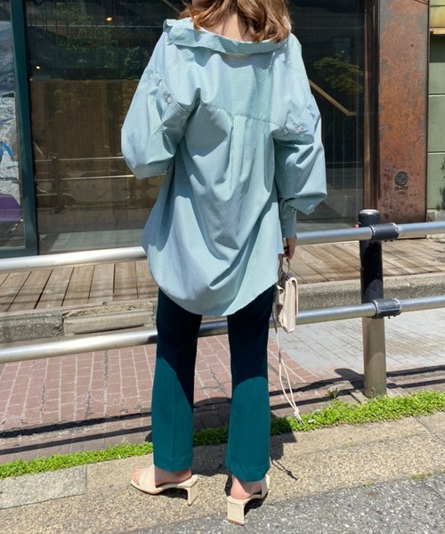 one after another NICE CLAUP（ワンアフターアナザーナイスクラップ）の「美脚シルエットカラーフレアパンツ（スラックス・レディース・ライトグレー/ブラウン/グリーン/ピンク・SMALL/MEDIUM）」の15枚目の写真