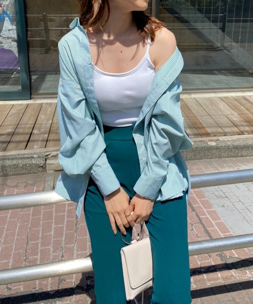 one after another NICE CLAUP（ワンアフターアナザーナイスクラップ）の「美脚シルエットカラーフレアパンツ（スラックス・レディース・ライトグレー/ブラウン/グリーン/ピンク・SMALL/MEDIUM）」の16枚目の写真