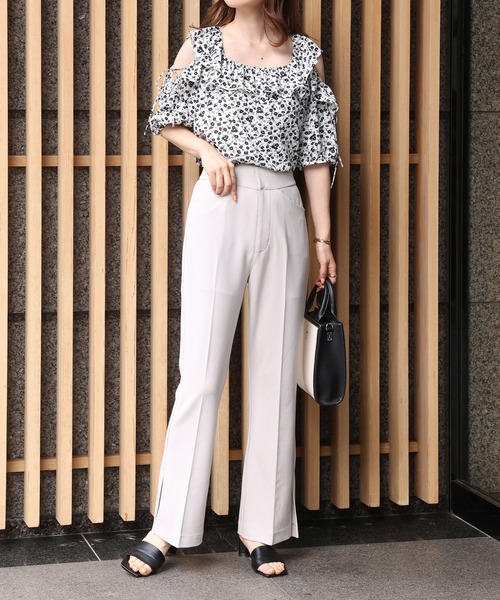 one after another NICE CLAUP（ワンアフターアナザーナイスクラップ）の「美脚シルエットカラーフレアパンツ（スラックス・レディース・ライトグレー/ブラウン/グリーン/ピンク・SMALL/MEDIUM）」の19枚目の写真