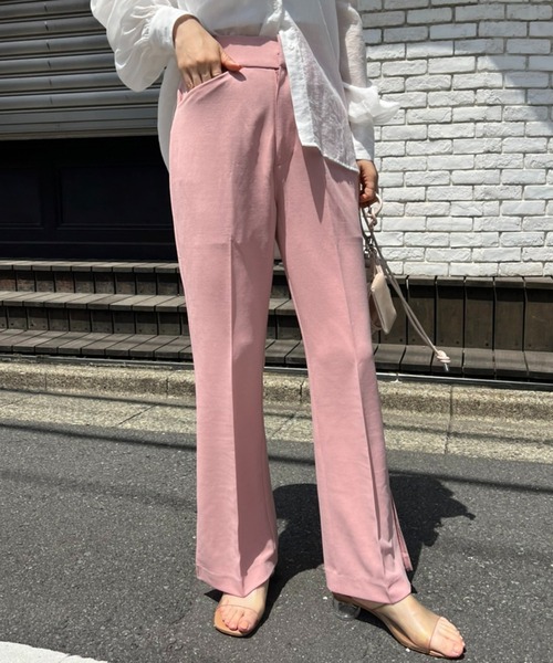 one after another NICE CLAUP（ワンアフターアナザーナイスクラップ）の「美脚シルエットカラーフレアパンツ（スラックス・レディース・ライトグレー/ブラウン/グリーン/ピンク・SMALL/MEDIUM）」の7枚目の写真