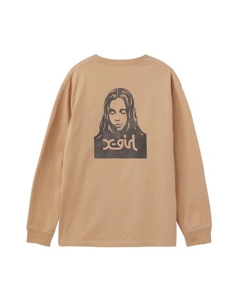X-girl（エックスガール）の「WASHED FACE LOGO L/S TEE（Tシャツ/カットソー・レディース・ベージュ/ホワイト/チャコール・L/S/XL/M）」の10枚目の写真