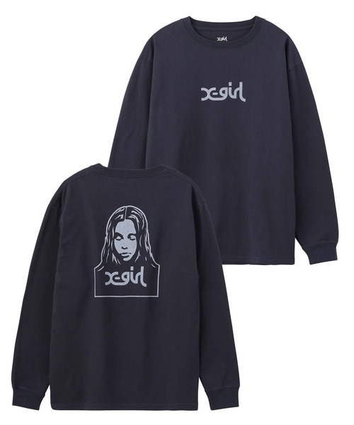 X-girl（エックスガール）の「WASHED FACE LOGO L/S TEE（Tシャツ/カットソー・レディース・ベージュ/ホワイト/チャコール・L/S/XL/M）」の17枚目の写真