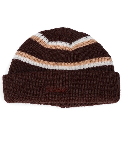 XLARGE（エクストララージ）の「STRIPED BEANIE（ニットキャップ/ビーニー・メンズ・ブラウン/ブラック/オリーブ・ONE SIZE）」の3枚目の写真