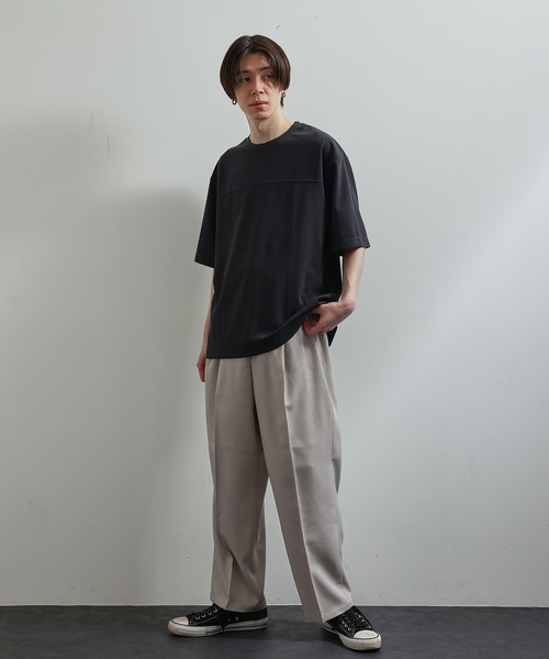 JUNRED(ジュンレッド)の「シルキードライハーフスリーブTシャツ(Tシャツ/カットソー・メンズ・チャコールグレー/ブルー/グリーン/ベージュ系その他・LL/M/L)」の6枚目の写真