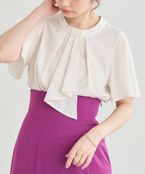 natural couture（ナチュラルクチュール）の「スカーフボータイフレア袖ブラウス（シャツ/ブラウス・レディース・グレイッシュベージュ/アイボリー/ブラウン/ミント/その他1/その他2/ネイビー・FREE）」の13枚目の写真