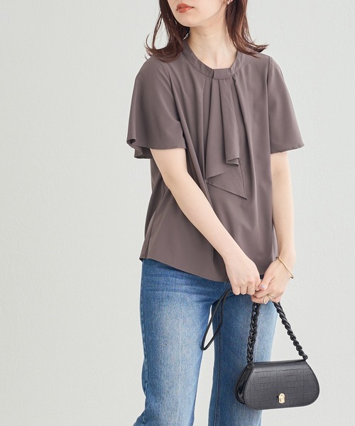 natural couture（ナチュラルクチュール）の「スカーフボータイフレア袖ブラウス（シャツ/ブラウス・レディース・グレイッシュベージュ/アイボリー/ブラウン/ミント/その他1/その他2/ネイビー・FREE）」の21枚目の写真