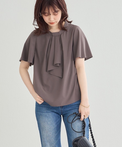 natural couture（ナチュラルクチュール）の「スカーフボータイフレア袖ブラウス（シャツ/ブラウス・レディース・グレイッシュベージュ/アイボリー/ブラウン/ミント/その他1/その他2/ネイビー・FREE）」の22枚目の写真