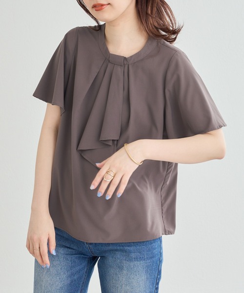 natural couture（ナチュラルクチュール）の「スカーフボータイフレア袖ブラウス（シャツ/ブラウス・レディース・グレイッシュベージュ/アイボリー/ブラウン/ミント/その他1/その他2/ネイビー・FREE）」の20枚目の写真