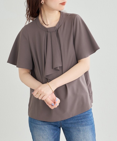 natural couture（ナチュラルクチュール）の「スカーフボータイフレア袖ブラウス（シャツ/ブラウス・レディース・グレイッシュベージュ/アイボリー/ブラウン/ミント/その他1/その他2/ネイビー・FREE）」の19枚目の写真