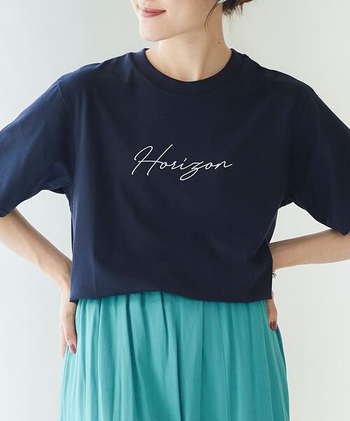 le.coeur blanc(ルクールブラン)の「Horizon Tシャツ(Tシャツ/カットソー・レディース・ネイビー/オフホワイト/ラベンダー・38)」の3枚目の写真