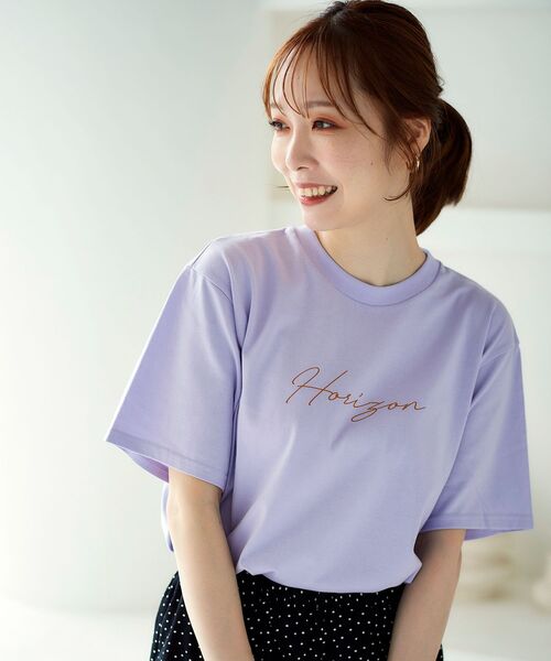 le.coeur blanc(ルクールブラン)の「Horizon Tシャツ(Tシャツ/カットソー・レディース・ネイビー/オフホワイト/ラベンダー・38)」の4枚目の写真