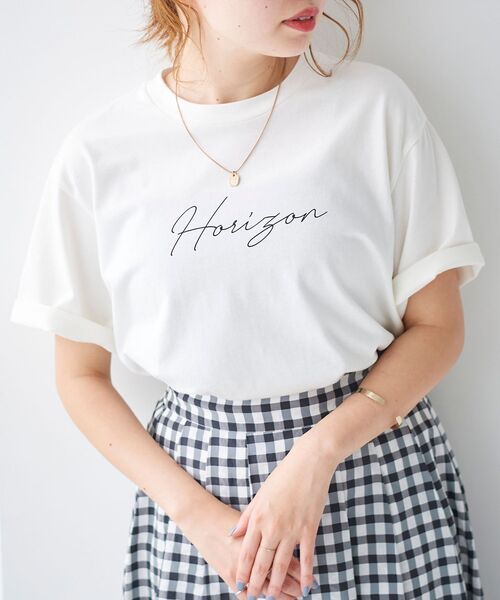 le.coeur blanc(ルクールブラン)の「Horizon Tシャツ(Tシャツ/カットソー・レディース・ネイビー/オフホワイト/ラベンダー・38)」の6枚目の写真