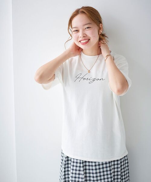 le.coeur blanc(ルクールブラン)の「Horizon Tシャツ(Tシャツ/カットソー・レディース・ネイビー/オフホワイト/ラベンダー・38)」の12枚目の写真