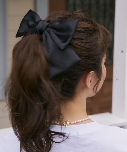 MIRO AMURETTE(ミロアミュレット)の「mat satin ribbon barrette/サテンリボンバレッタ(バレッタ/ヘアクリップ・レディース・ブラック・FREE)」の10枚目の写真