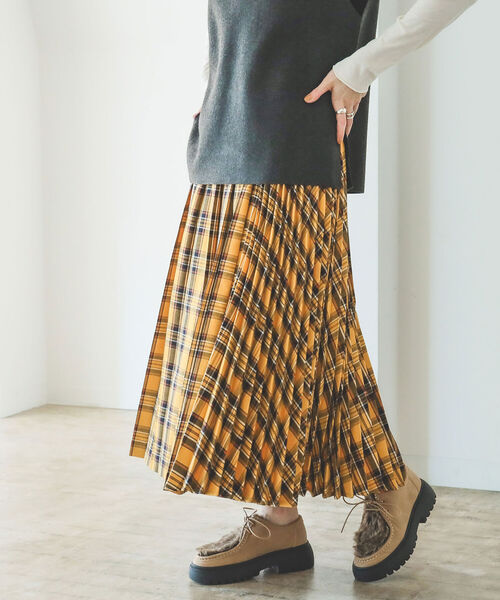 B:MING by BEAMS（ビーミングバイビームス）の「B:MING by BEAMS / プリーツミックス スカート 22AW（スカート・レディース・ブラウン系/ネイビー系/イエロー系・SMALL/MEDIUM）」の13枚目の写真